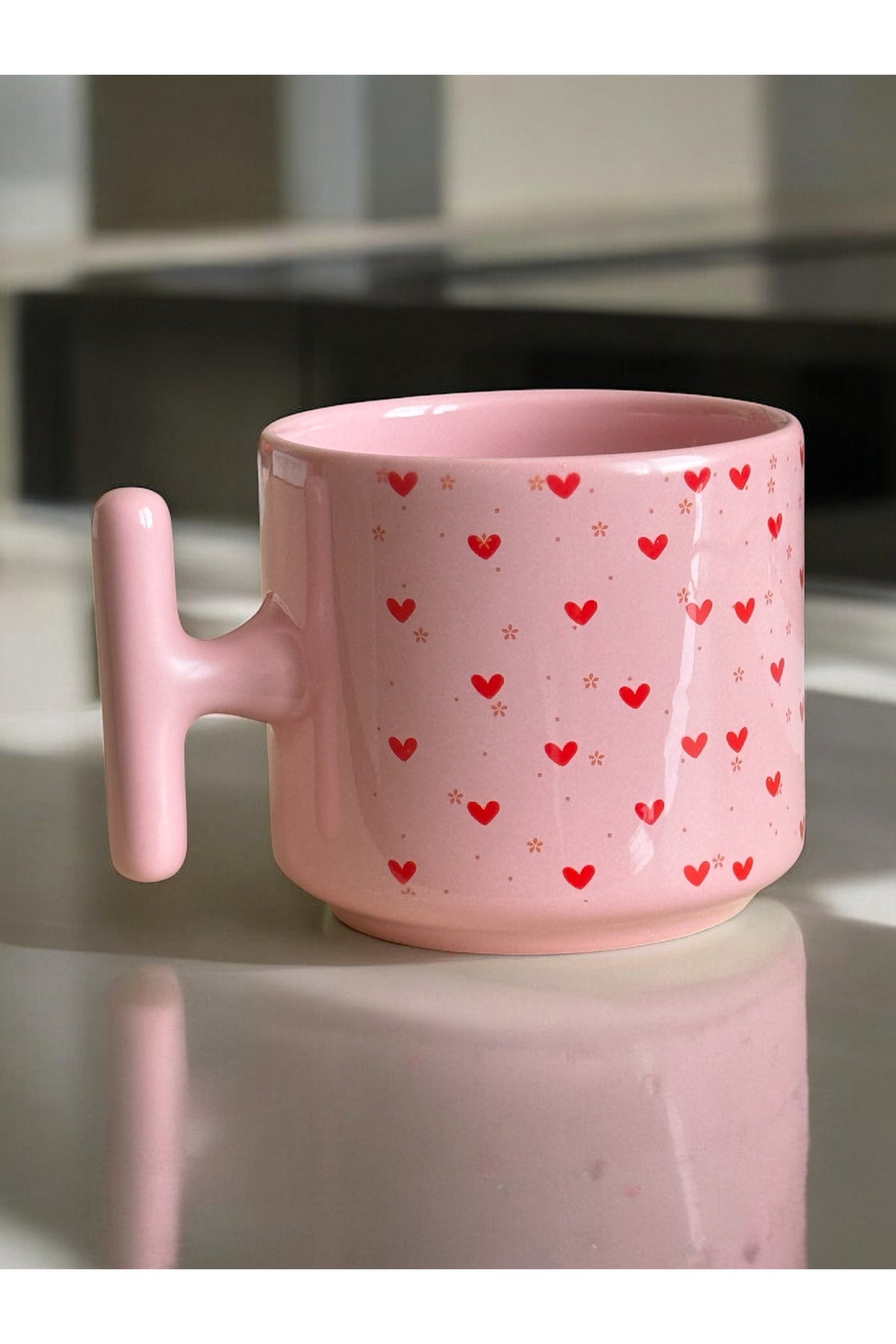 Pembe Kalpli Kupa Bardak -Sevgiliye Arkadaşa Doğum Günü Hediyesi