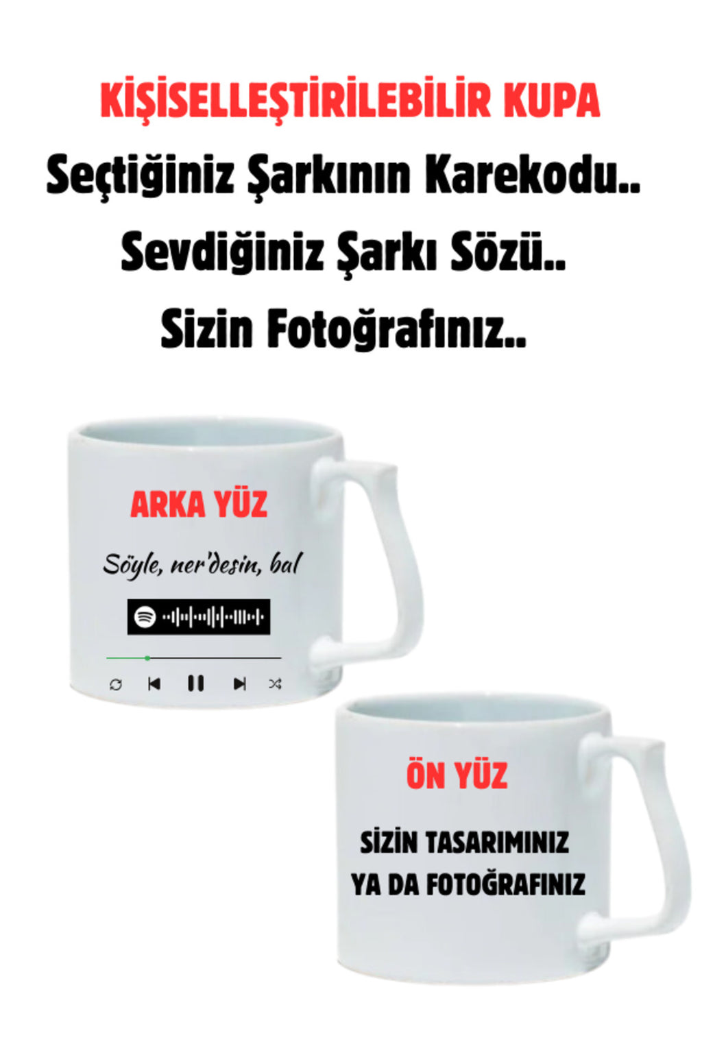 Kişiye Özel Spotify Şarkı Kodlu Kupa Bardak Sevgiliye Ve Arkadaşa Hediye, Seramik,doğum Günü Temalı