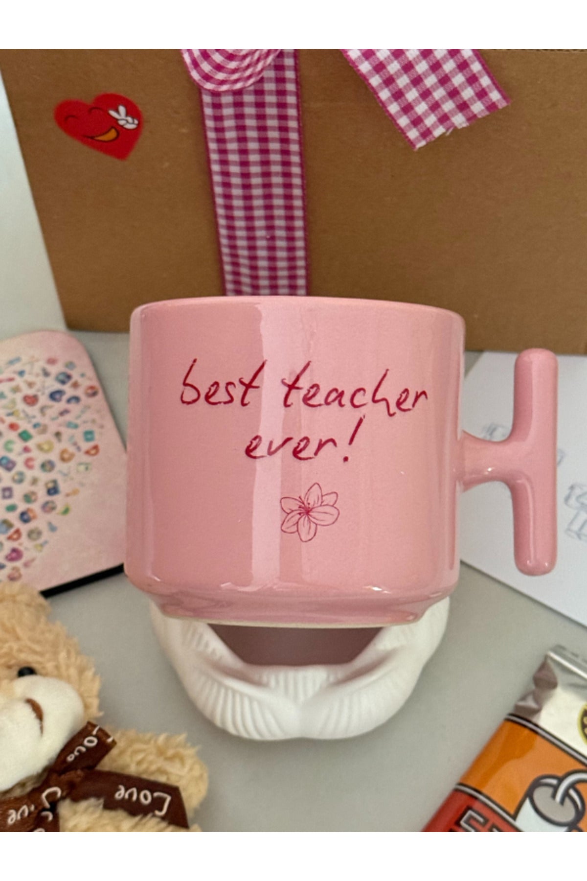 Best Teacher Ever Pembe Kupa – Öğretmene Şık & Anlamlı Hediye 💖🎁