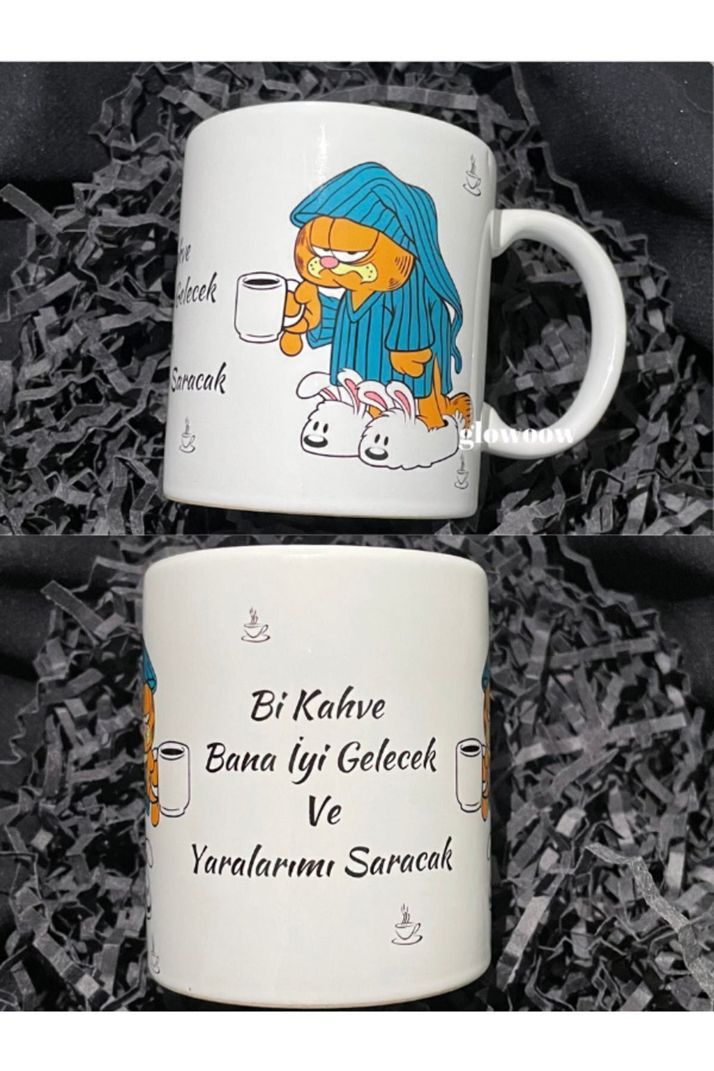 Yaralarımı Saracak Yazılı Kupa, Kahve Kupası, Kupa Bardak, Garfield Baskılı Kupa