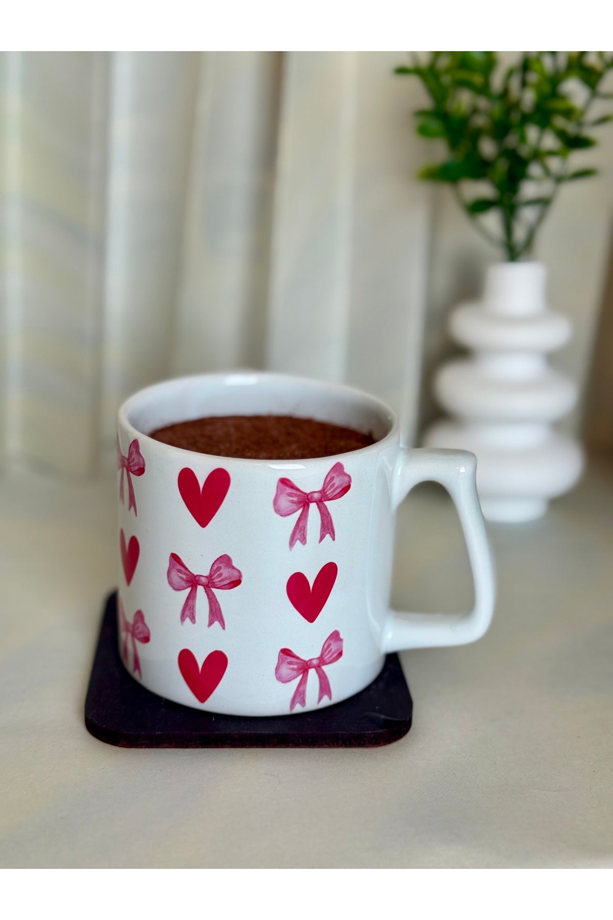 Soft Girl Pembe Fiyonk & Kalp Kupa – Pinterest Tarzı Hediye 🎀💖