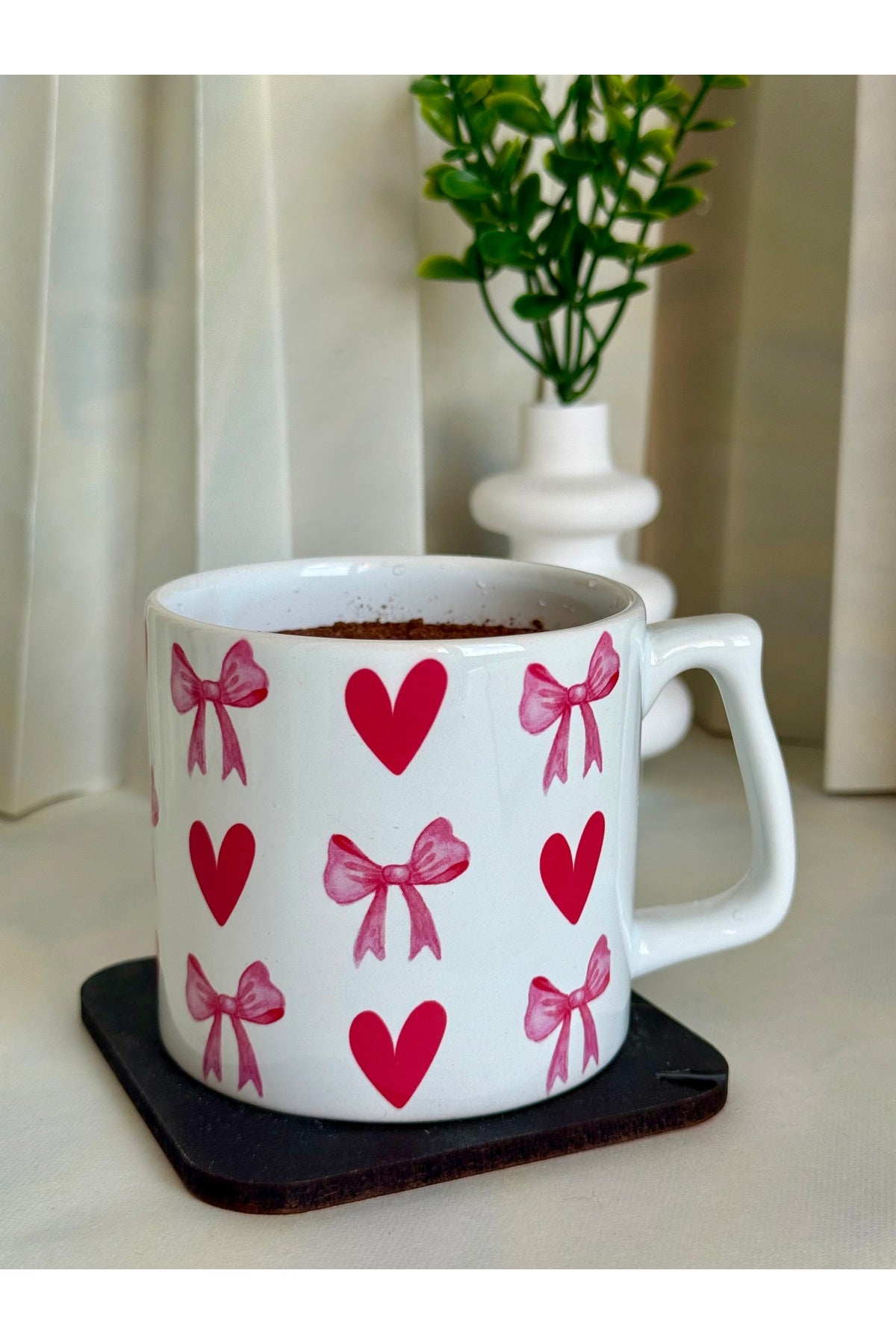 Soft Girl Pembe Fiyonk & Kalp Kupa – Pinterest Tarzı Hediye 🎀💖