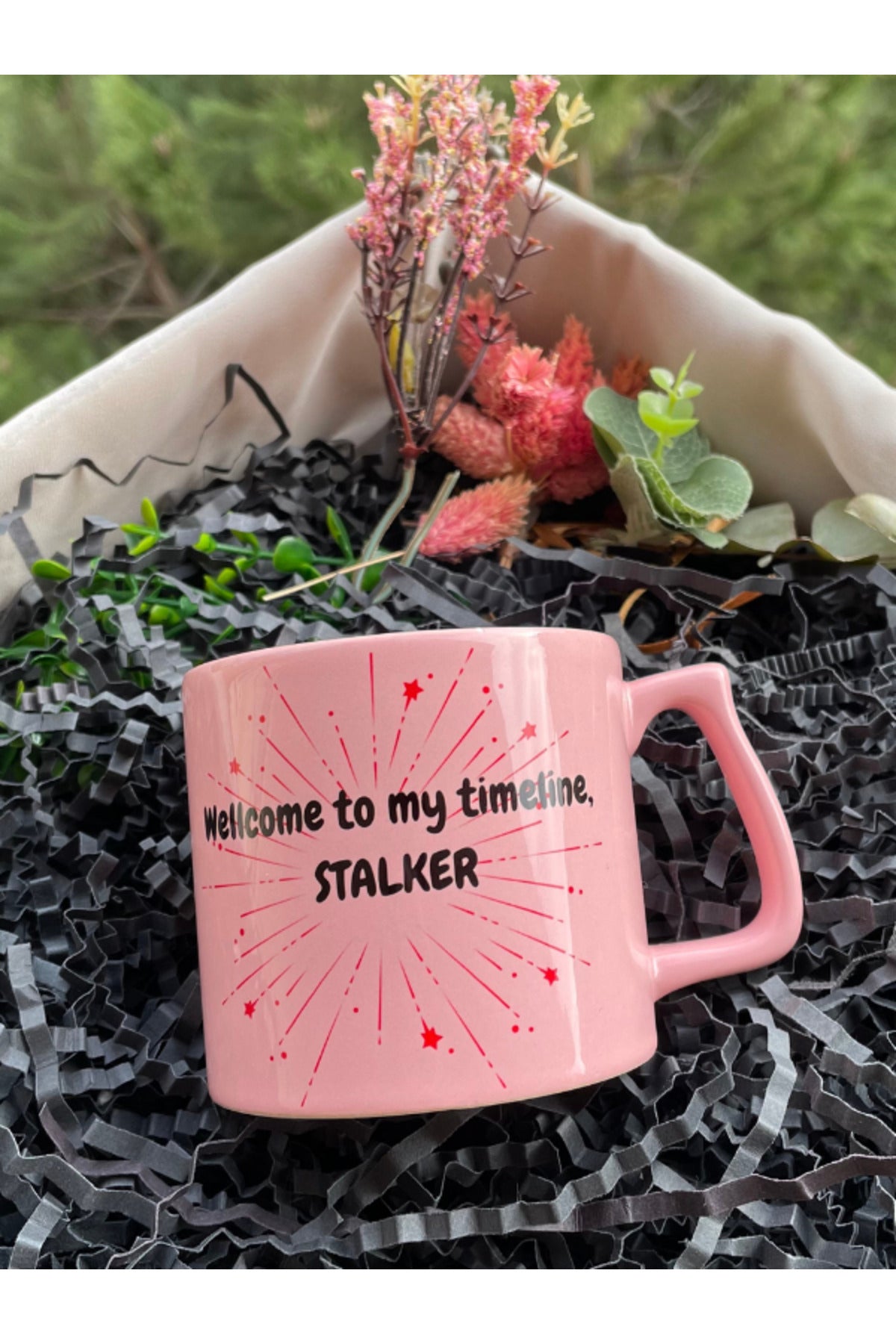 Göreni Güldüren Pembe Kupa – Stalker Yazılı Eğlenceli Bardak 🎁
