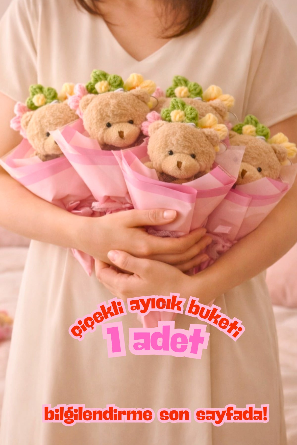 Açınca Kalbini Eriten Mini Buket – Ayıcıklı & Solmayan Çiçek Hediye 🎁