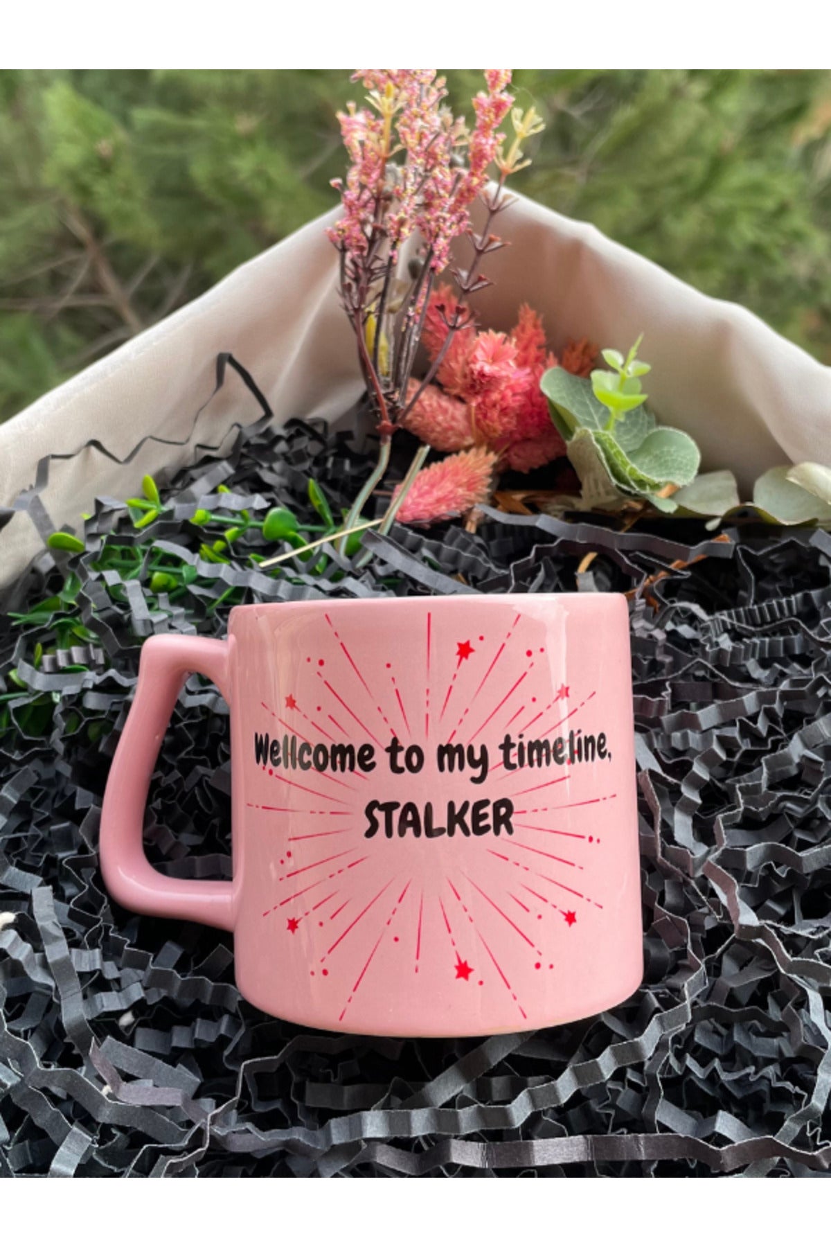 Göreni Güldüren Pembe Kupa – Stalker Yazılı Eğlenceli Bardak 🎁