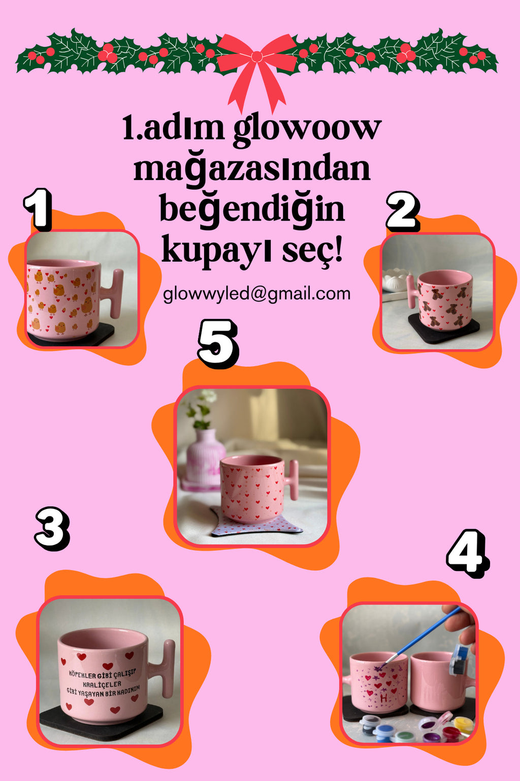 Hediye Kutunu Kendin Tasarla | Kupa, Bardak Altlığı, Motto Kart, Ayıcık, Sıcak Çikolata, Magnet