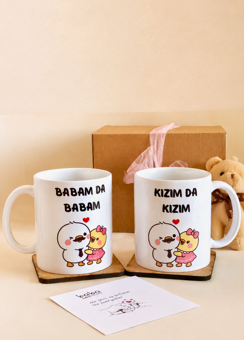 Baba Kız Kombin Kupa Bardak Seti - Babalar Günü Özel Hediyesi Kızından Babaya Hediye