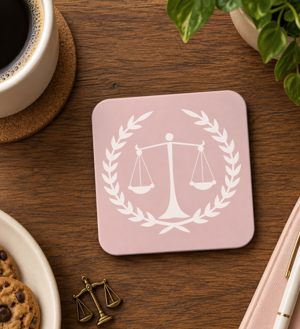 Avukatlara Özel Adalet Terazisi Bardak Altlığı ⚖️💗 | Hukukçu & Avukat Hediyesi