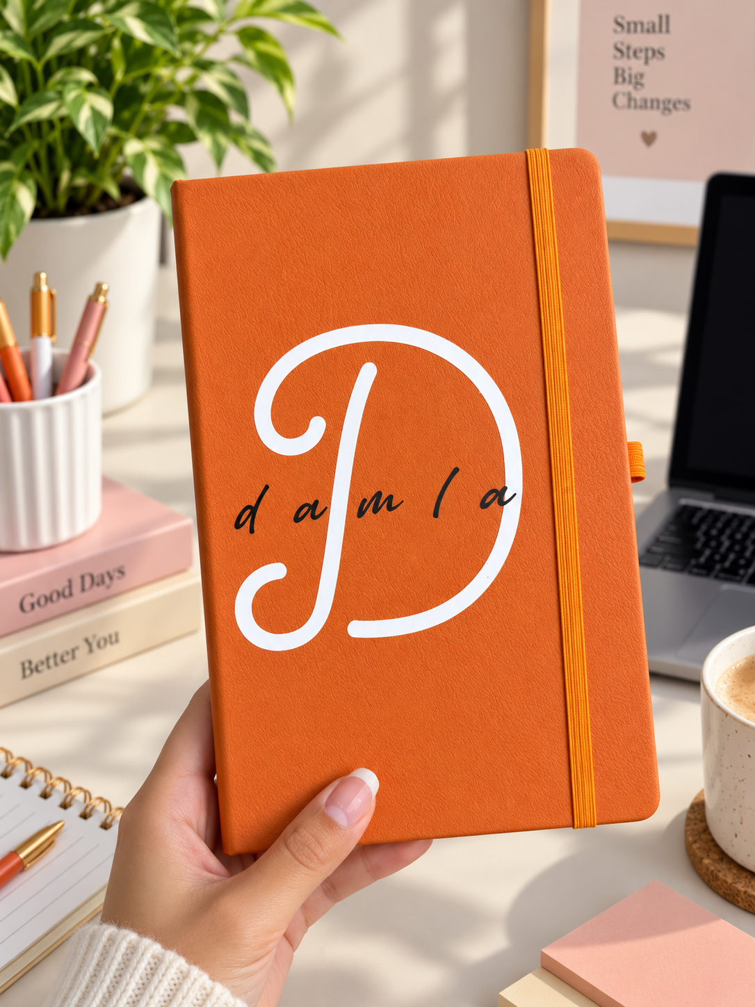 Kişiye Özel İsimli Termo Deri Defter 📔 Harf Tasarımlı Lastikli Çizgili Ajanda | İsme Özel Hediyelik Defter 🎁