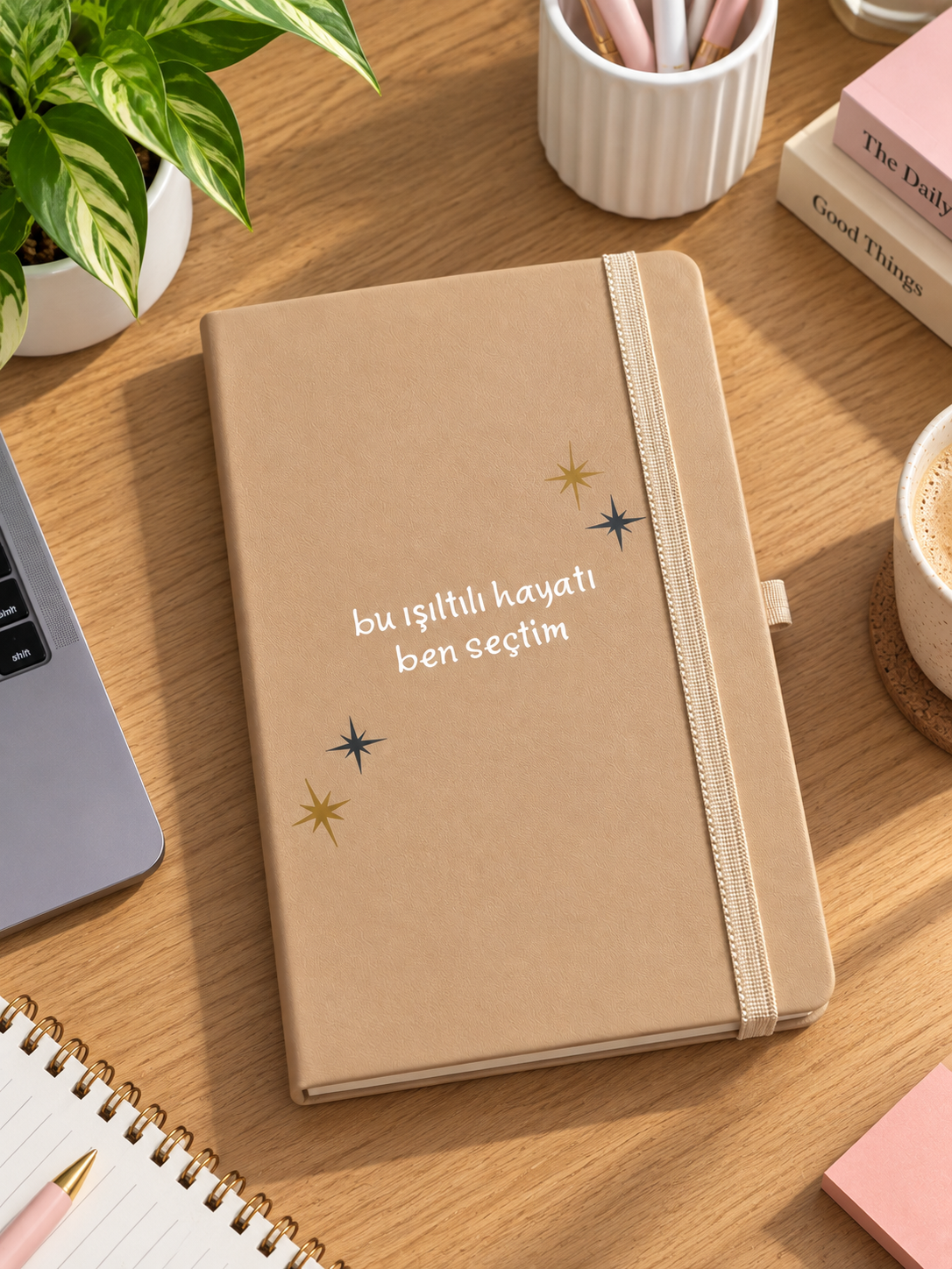 Bu Işıltılı Hayatı Ben Seçtim Termo Deri Defter 🤎 Lastikli Çizgili Not Defteri | Şık Ajanda & Hediye 🎁