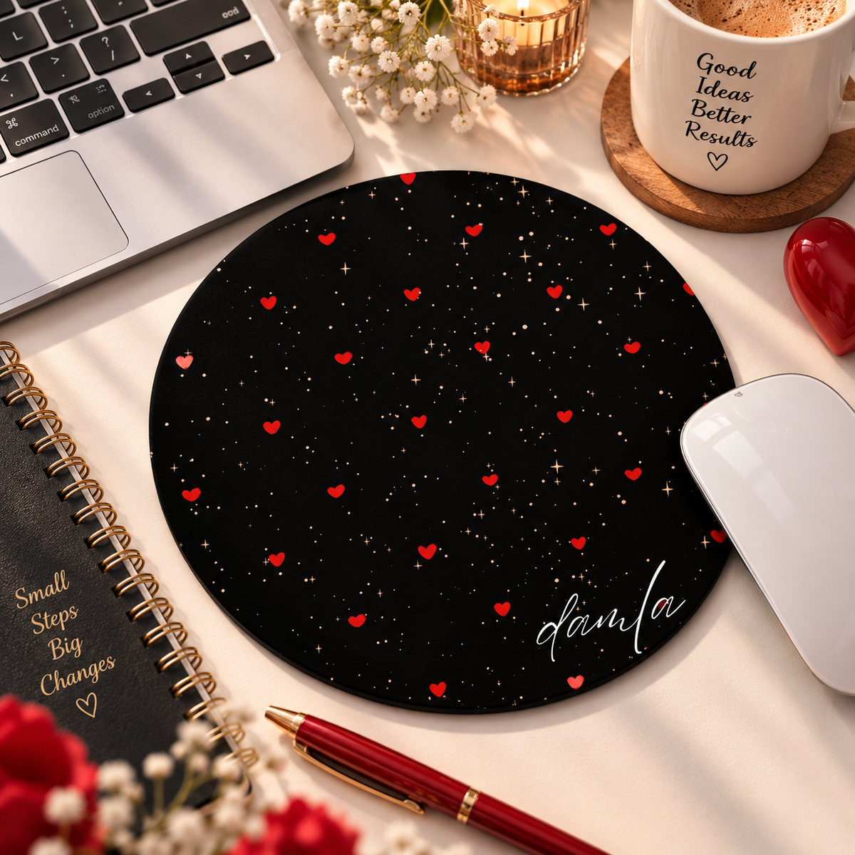 Kişiye Özel İsimli Yuvarlak Mouse Pad 19,5 cm | GLOWOOW