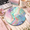 Pastel Mermer Desenli Yuvarlak Mouse Pad 19,5 cm | GLOWOOW