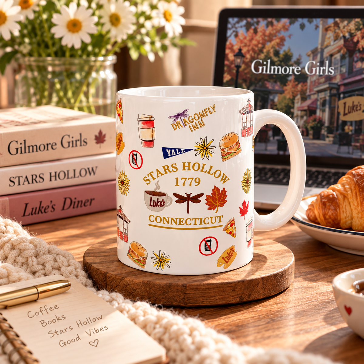 Gilmore Girls Stars Hollow Kupa Bardak | Dragonfly Inn Yale Luke’s Temalı Seramik Kupa