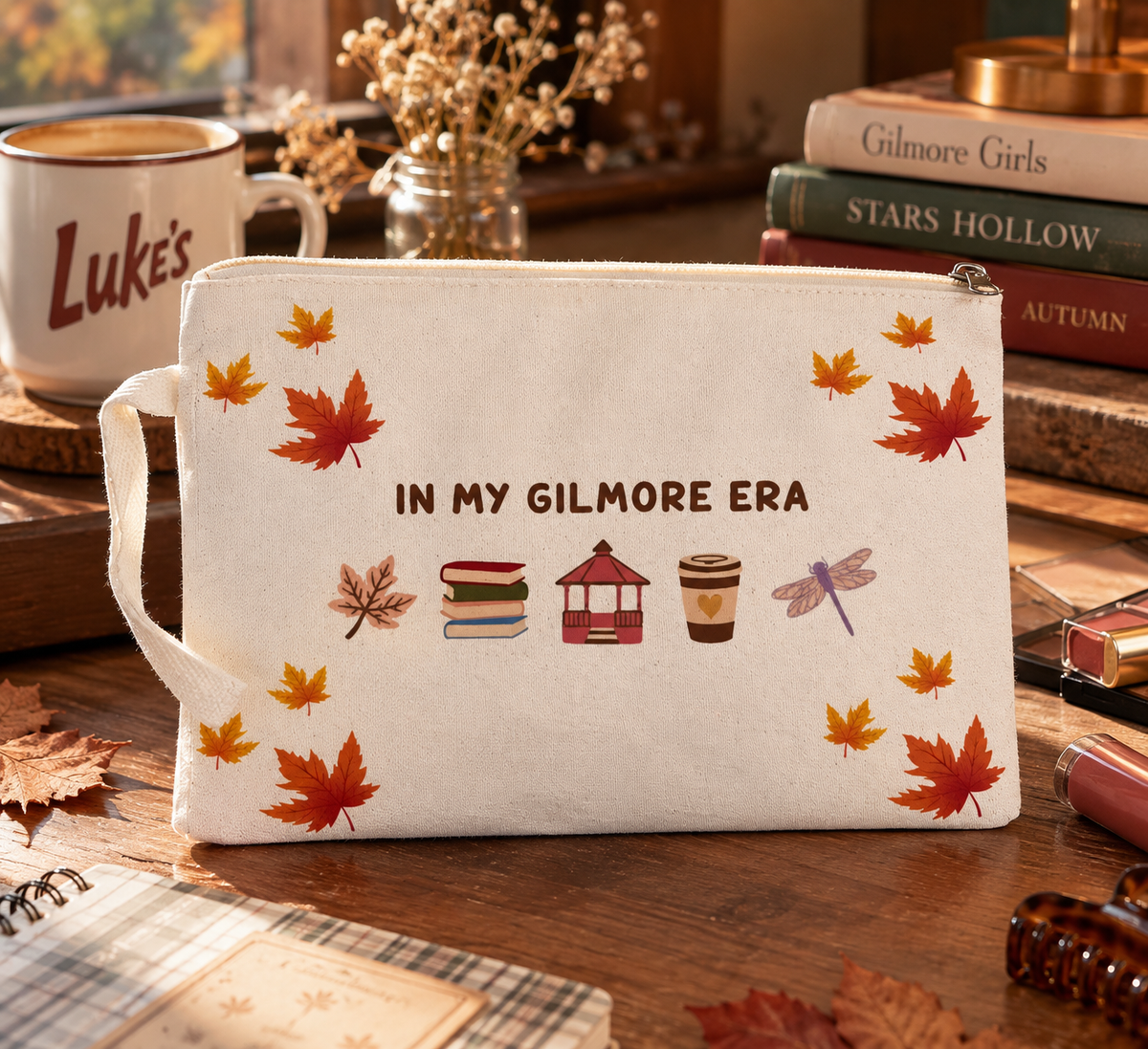 Gilmore Girls Makyaj Çantası | In My Gilmore Era Sonbahar Temalı Kozmetik Çantası