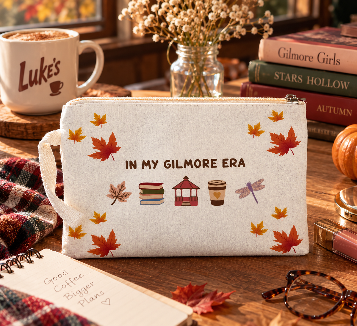 Gilmore Girls Makyaj Çantası | In My Gilmore Era Sonbahar Temalı Kozmetik Çantası