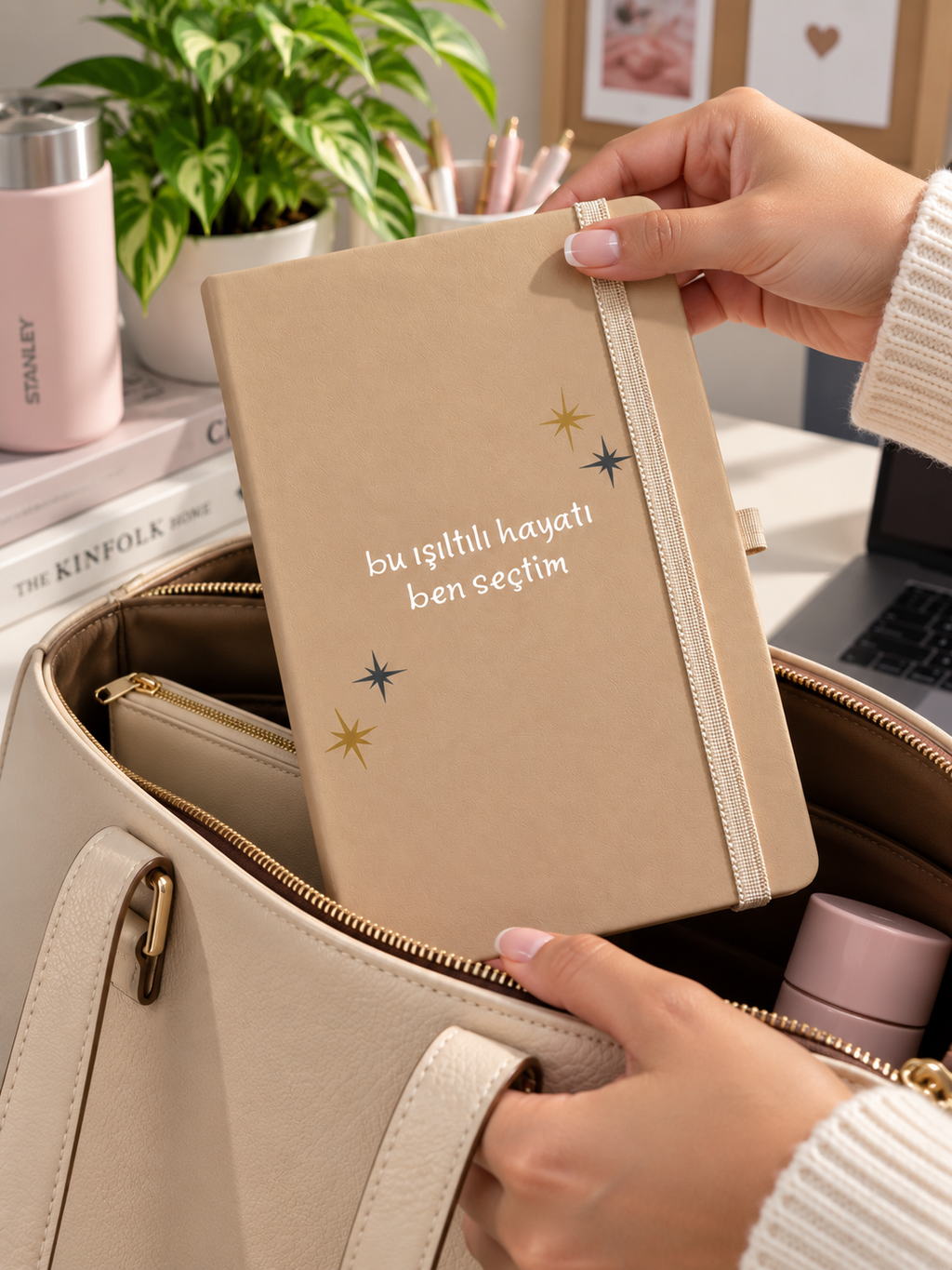 Bu Işıltılı Hayatı Ben Seçtim Termo Deri Defter 🤎 Lastikli Çizgili Not Defteri | Şık Ajanda & Hediye 🎁