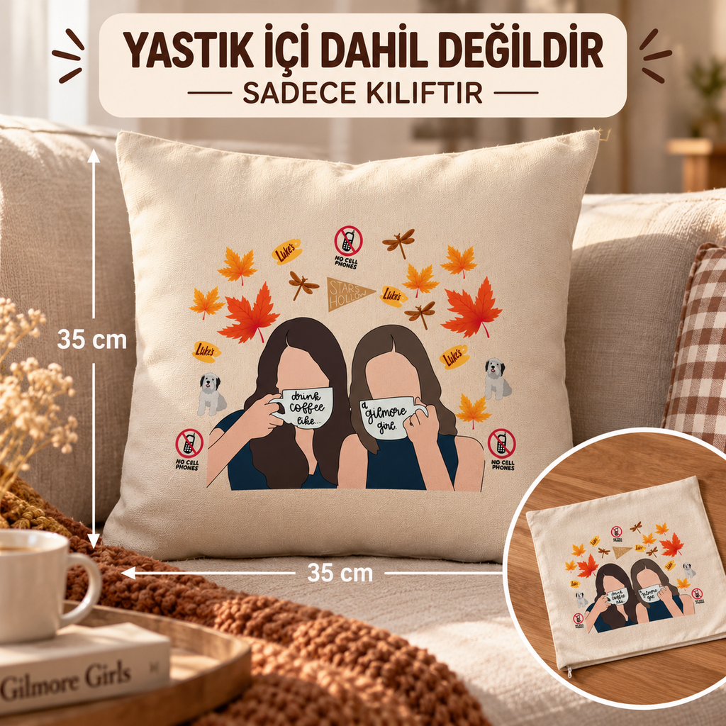 Gilmore Girls Yastık Kılıfı 35x35 cm | Stars Hollow Sonbahar Temalı Kırlent Kılıfı